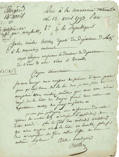null Charles-Nicolas OSSELIN (1752-1794) conventionnel (Paris) ; condamné à la déportation...