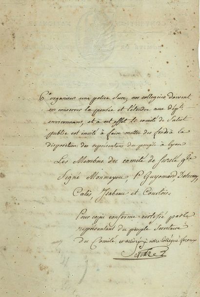 null Joseph-Marie-François SEVESTRE (1753-1846) conventionnel (Ille-et-Vilaine).P.S....