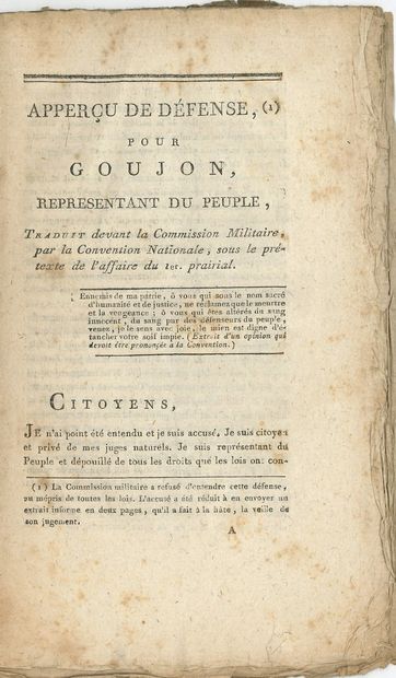 null Insurrection of PRAIRIAL. 5 prints, [1795]-1834; in-8.

Les Premiers Jours de...