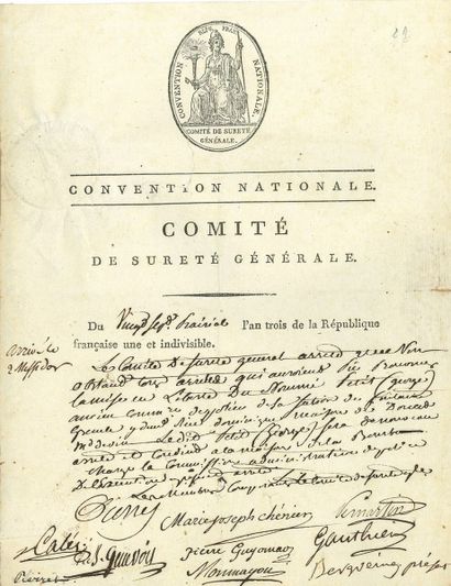 null COMITÉ DE SÛRETÉ GÉNÉRALE. 2 P.S., 20 floréal and 27 prairial III (May 9 and...
