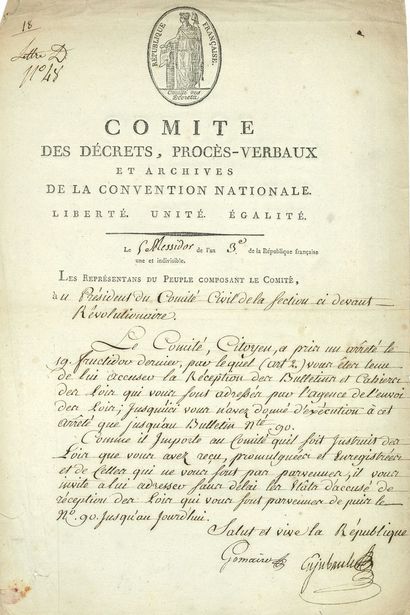 null CONVENTION NATIONALE. 3 L.S. from members of the Comité des décrets, procèsbaux...