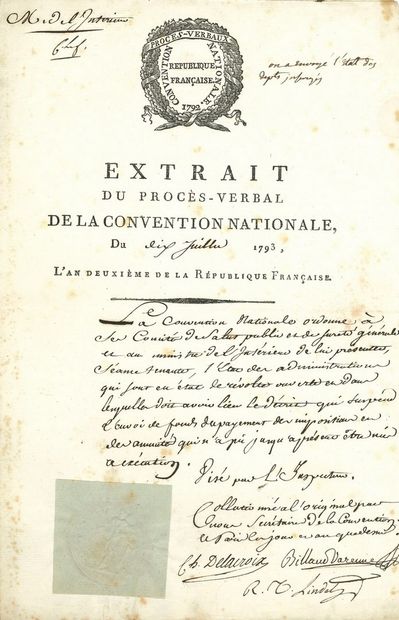 null Jacques-Nicolas BILLAUD-VARENNE (1756-1819) conventionnel (Paris), membre du...