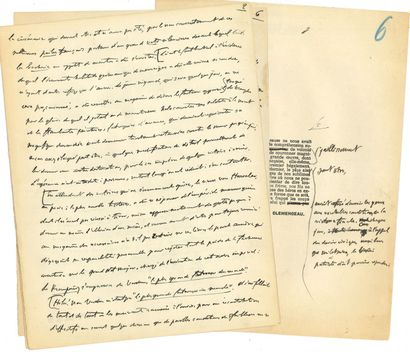 null Georges CLEMENCEAU (1841-1929). Autograph manuscript (incomplete), [Verdun!,...