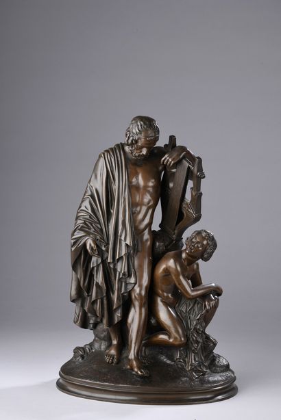 null PRADIER James, 1790-1852
Homer and his guide, 1852
bronze group with brown patina...