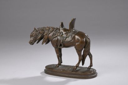 null LETOURNEAU Édouard, 1851-1907,
Arabian horse,
bronze with reddish-brown patina...