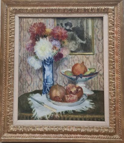 null DURENNE Eugène Antoine (1860-1944)
Still life with chrysanthemums 
Oil on canvas...