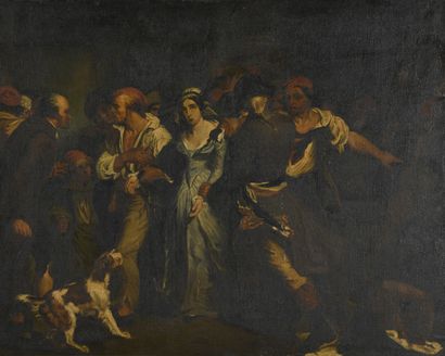 null SCHEFFER Ary, from a copy,
The arrest of Charlotte Corday,
oil on canvas (dirty...