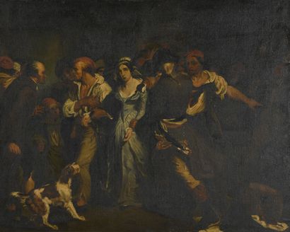 null SCHEFFER Ary, d'après copie,
L'arrestation de Charlotte Corday,
huile sur toile...