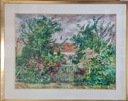 null BOITEL Maurice, 1919-2007,
Jardin fleuri,
aquarelle sur papier, signé en bas...