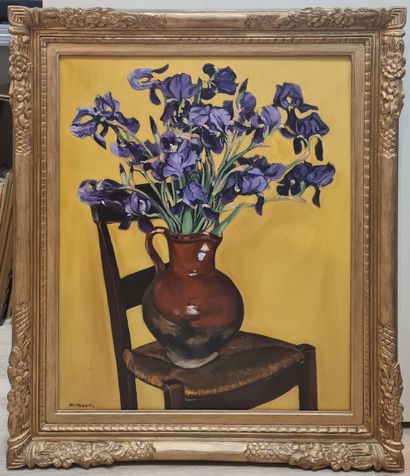 null MONTIS Guy (1918-1976) 
Iris au pichet brun
Huile sur toile signée en bas à...