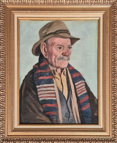 null MONTIS Guy (1918-1976)
Portrait of a man with a scarf
Oil on canvas signed lower...