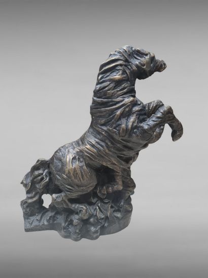 null GAMAL Meleaka (born in 1954)
Prancing horse with a figure 
Bronze with a medallion...