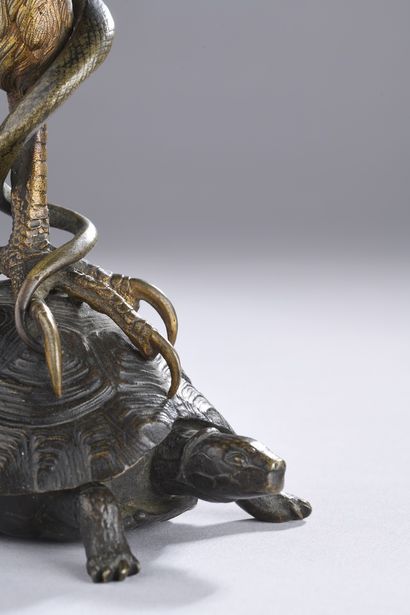 null FRATIN Christophe, attributed to
Turtle and snake with a conch
bronze group...