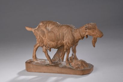 null FRÉMIET Emmanuel, 1824-1910,
Goat and kid,
terracotta group (missing and restored),...