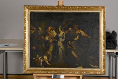 null SCHEFFER Ary, from a copy,
The arrest of Charlotte Corday,
oil on canvas (dirty...