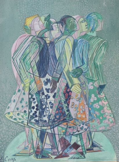 null CARP Esther, 1897-1970,
Apparition - Group of women,
two gouaches on paper,...