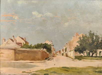 null WALLET Albert Charles, 1852-1918,
Village Street,
oil on panel (missing), signed...