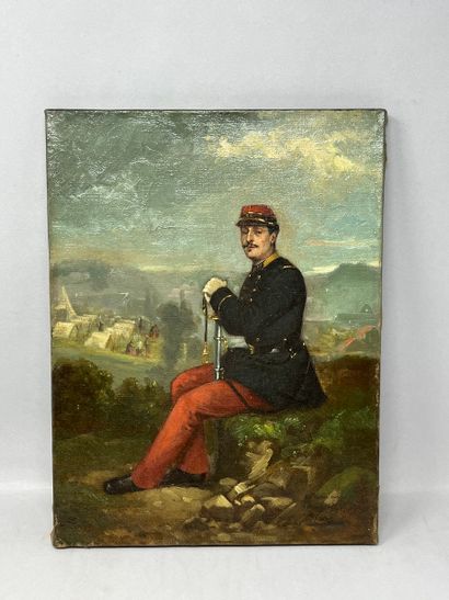 null BASSOT Ferdinand (1843-1900)
Militaire assis
Huile sur toile, signée en bas...