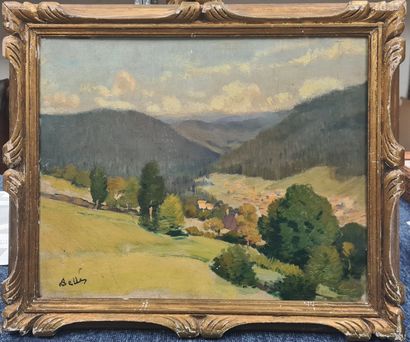 null BELLE Marcel, 1871-1948,
Village in a valley,
oil on panel (very small lacks),...