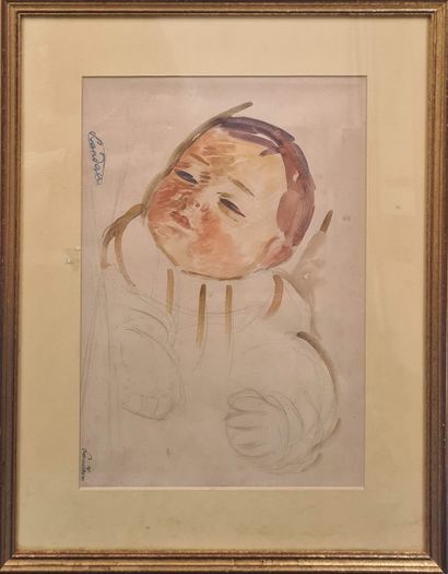 null LANDAU Sigmund, 1898-1962,
Bébé,
aquarelle sur papier (rousseurs), signé en...