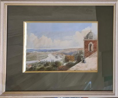 null LACOSTE Léonie (XIX)
Landscape 
Watercolor signed in the lower right corner
slight...