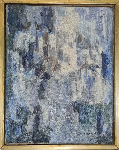 null DE CARO Anita (1909-1998)
Composition bleue, 57
Huile sur toile signée et datée...