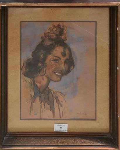 null BISSCHOPS Charles (1894-1975)
Smiling Spanish Girl,
watercolor, signed lower...
