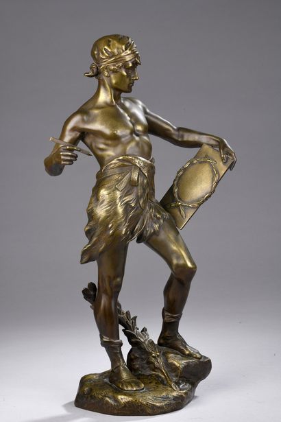 null DROUOT Edouard, after
Allegory of poetry 
Bronze with medal patina, cast iron...