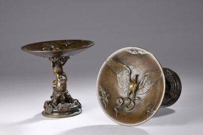 null FRATIN Christophe, after,
Cups with bears, eagles and snakes,
pair of bronze...