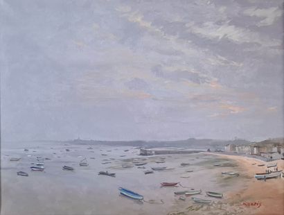 null MONTIS Guy (1918-1976) 
Bord de mer, Cancale 
Huile sur toile signée en bas...