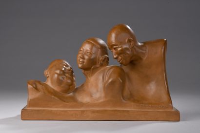 null HAUCHECORNE Gaston, 1880-1945,
The conversation,
group in terracotta (very small...