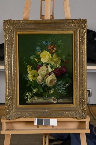 null ELLIS Lionel, 1903-1988,
Bouquet champêtre, 1954,
huile sur carton, signé et...