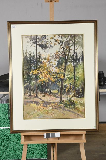 null VILLON Eugène, 1879-1951
Sous-bois en automne, 1942
aquarelle et gouache (traces...