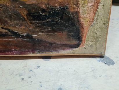 null PAOLI G. de, XXth century,
Old woman on steps,
oil on canvas (cracks, frame...