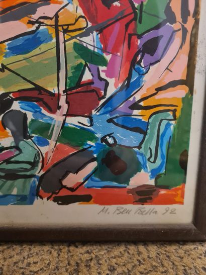 null BEN BELLA Mahjoub (1946-2020)
Composition, 92
Lithographie en couleurs, signée...