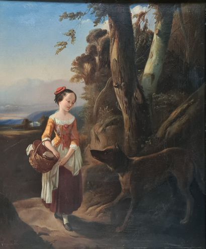 null ÉCOLE DU XIXème siècle, Eugénie H.,
Le petit chaperon rouge,
huile sur toile...