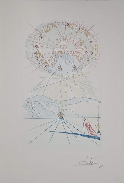 null DALI Salvador, after,
The celestial man,
etching in colors and golden highlights,...