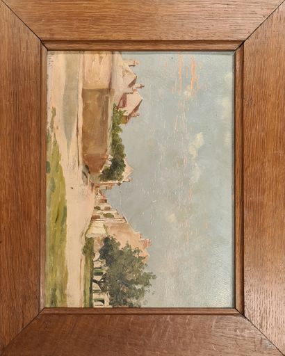 null WALLET Albert Charles, 1852-1918,
Rue de village,
huile sur panneau (manques),...