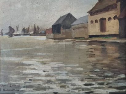 null BALANDE Gaston, 1880-1971,
Houses near a port,
oil on canvas, signed lower left...