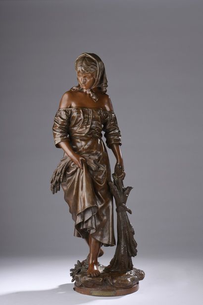 null BOURET Eutrope, 1833-1906
Return from the fields
bronze with a brownish-red...