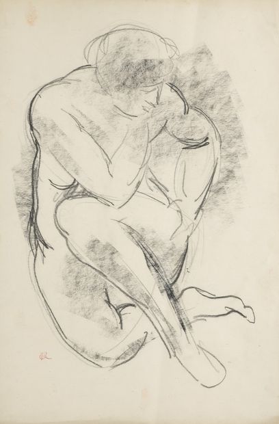 GUINO Richard, 1890-1973,
Seated bather,
graphite...