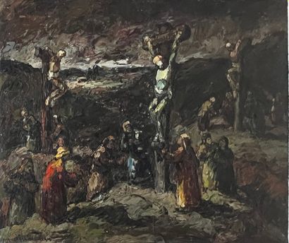 null VAGH WEINMANN Maurice, 1899-1986,
The golgotha,
oil on panel, signed lower left,...
