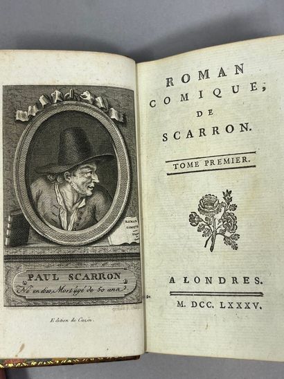 null SCARRON. Comic novel. London (Paris), 1785. Three vol. in-16, marbled calf,...