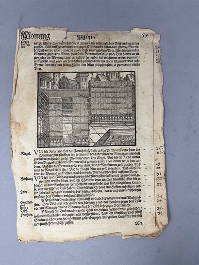 null 5 biblical pages in gothic with 7 reproductions of engravings 
Very damaged,...