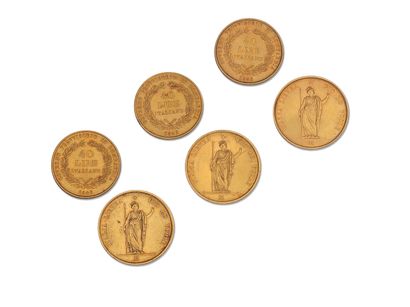 null ITALY LOMBARDIA Provisional Government
Lot of three 40 lira gold coins 1848...