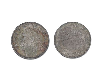 null CAMBODIA 
Norodom I
4 Francs in silver, 1860, engraved by Wurden, fluted edge
Phnom-Penh...