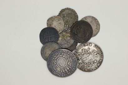 Lot of 14 feudal and royal coins in silver,...
