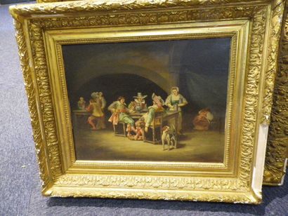 null HANDLE OF CONCESSION FUNDS

- Scenes of a tavern, two oil on canvas forming...