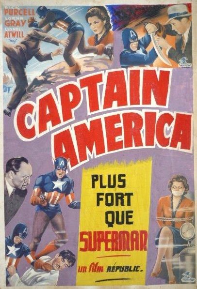 null Maquette originale belge pour le film " Captain America "-1944 de Elmer Clifton...