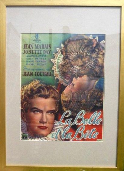 null Affichette Belge originale du célèbre film de Jean Cocteau "La belle et la Bête"...